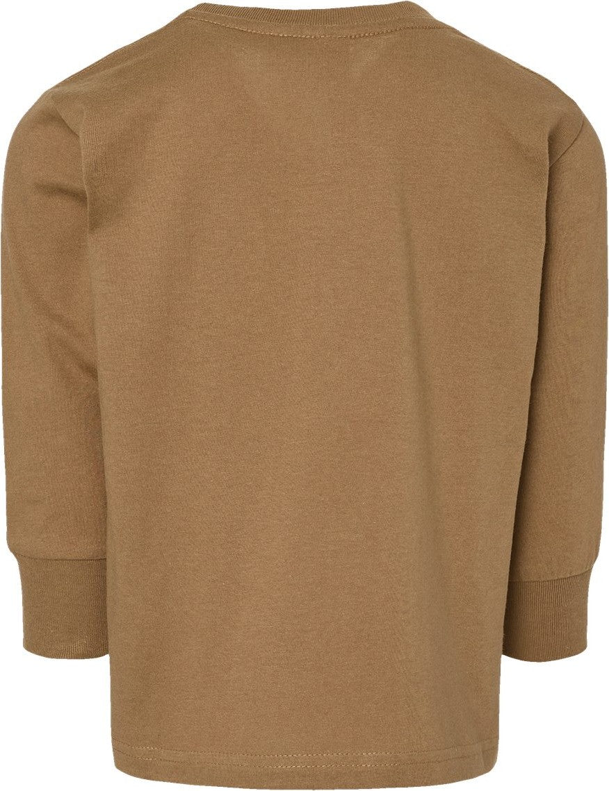 Rear View of Coyote Brown Toddler Fine Jersey Long Sleeve Tee - 3302