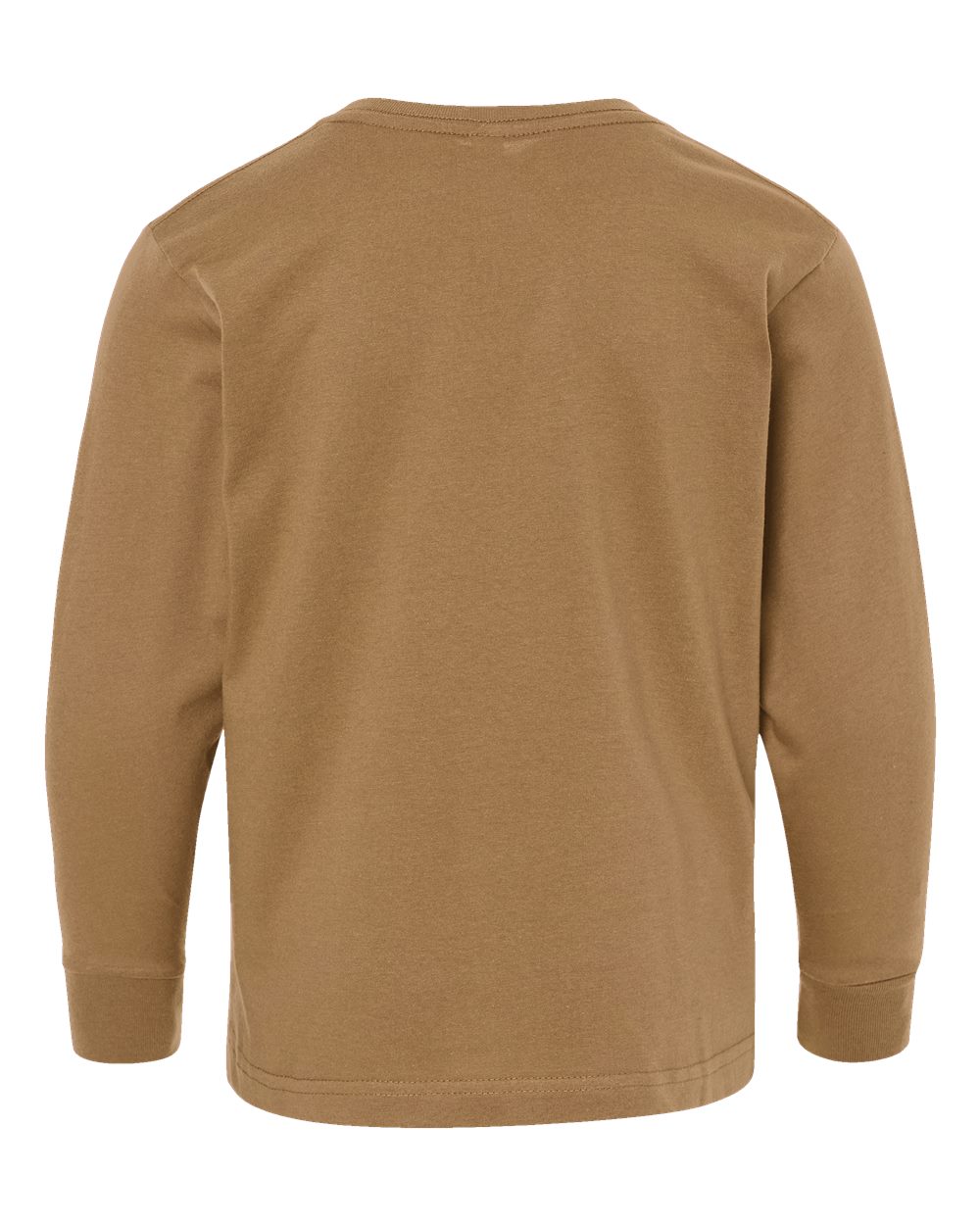 Rear View of Coyote Brown Youth Fine Jersey Long Sleeve Tee - 6201