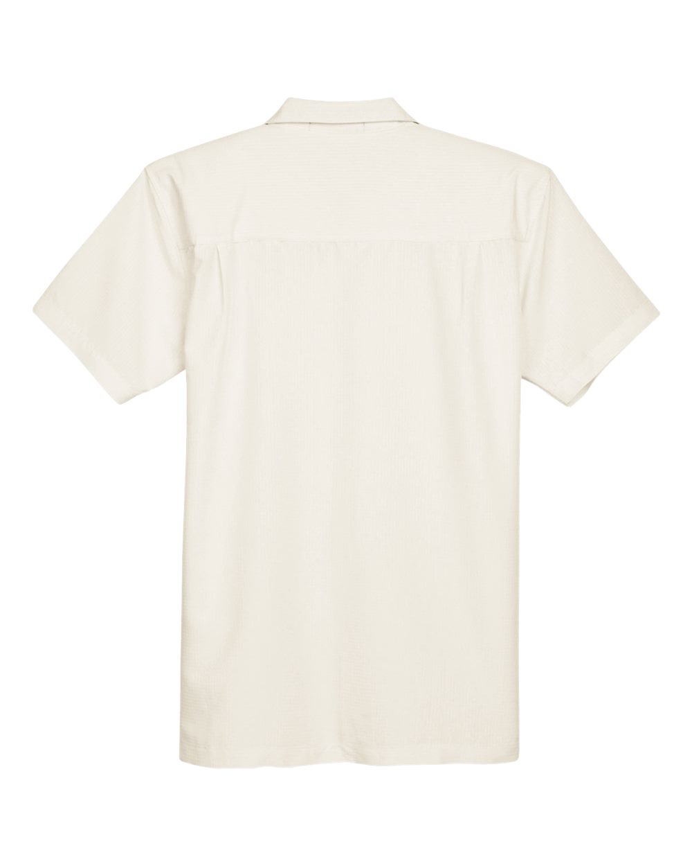 Rear View of Cream Men's Barbados Textured Camp Shirt - M560