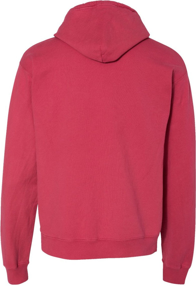 Rear View of Crimson Fall Garment-Dyed Hooded Sweatshirt - GDH450