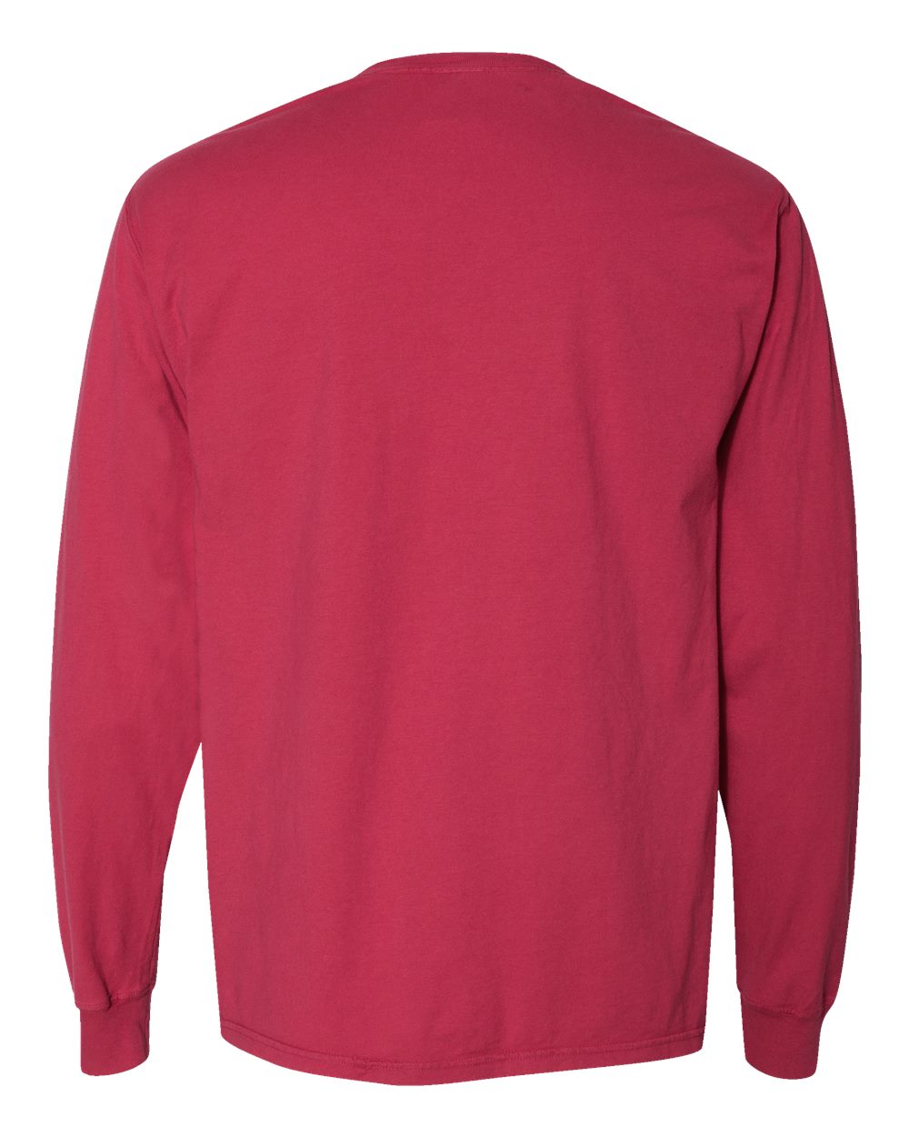 Rear View of Crimson Fall Garment-Dyed Long Sleeve T-Shirt - GDH200