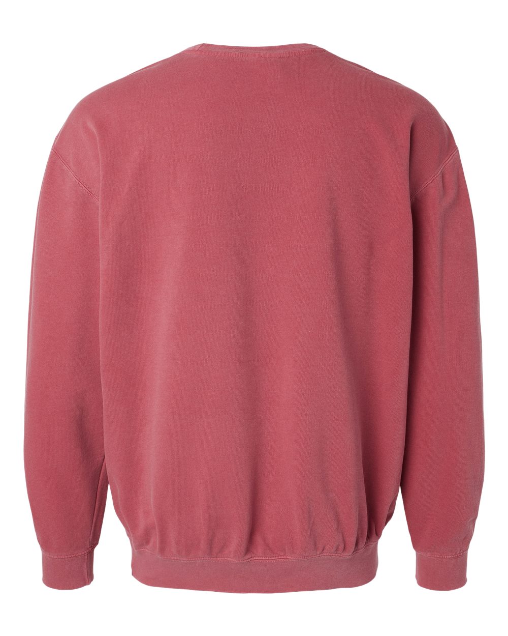 Rear View of Crimson Garment-Dyed Lightweight Fleece Crewneck Sweatshirt - 1466