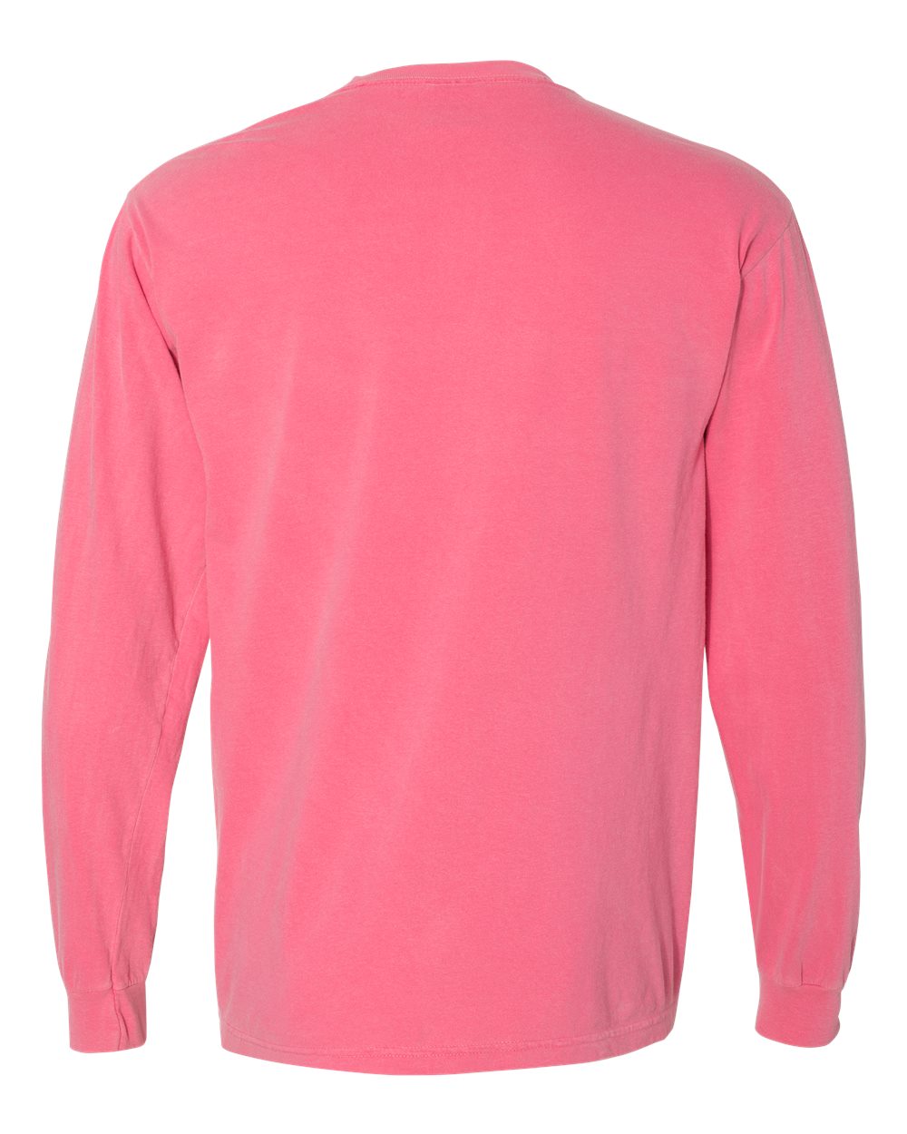 Rear View of Crunchberry Garment-Dyed Heavyweight Long Sleeve Pocket T-Shirt - 4410