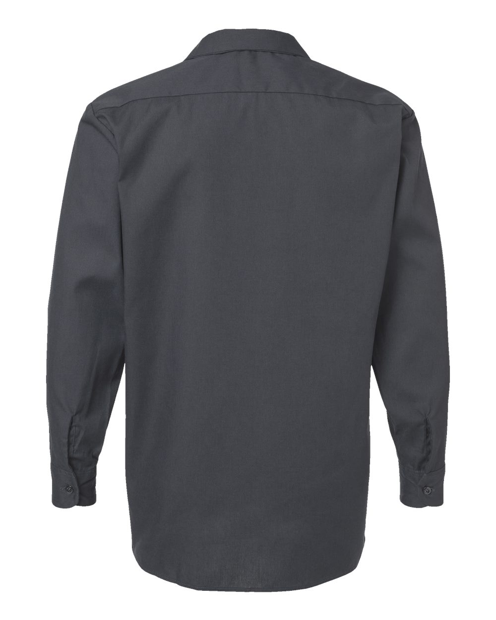 Rear View of Dark Charcoal Industrial Long Sleeve Work Shirt - Tall Sizes - L535T