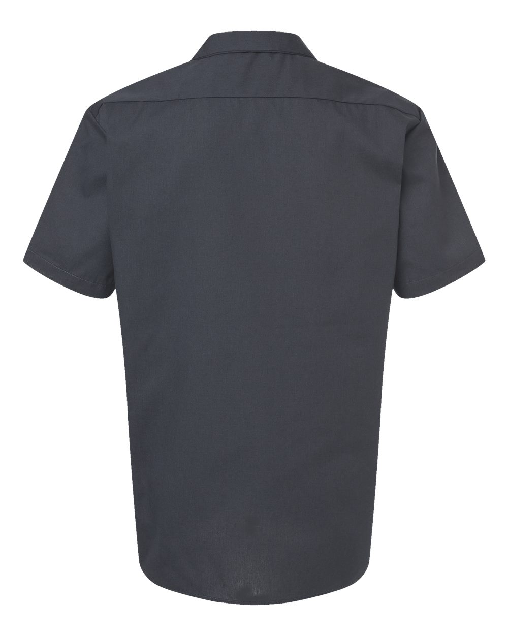 Rear View of Dark Charcoal Industrial Short Sleeve Work Shirt - S535