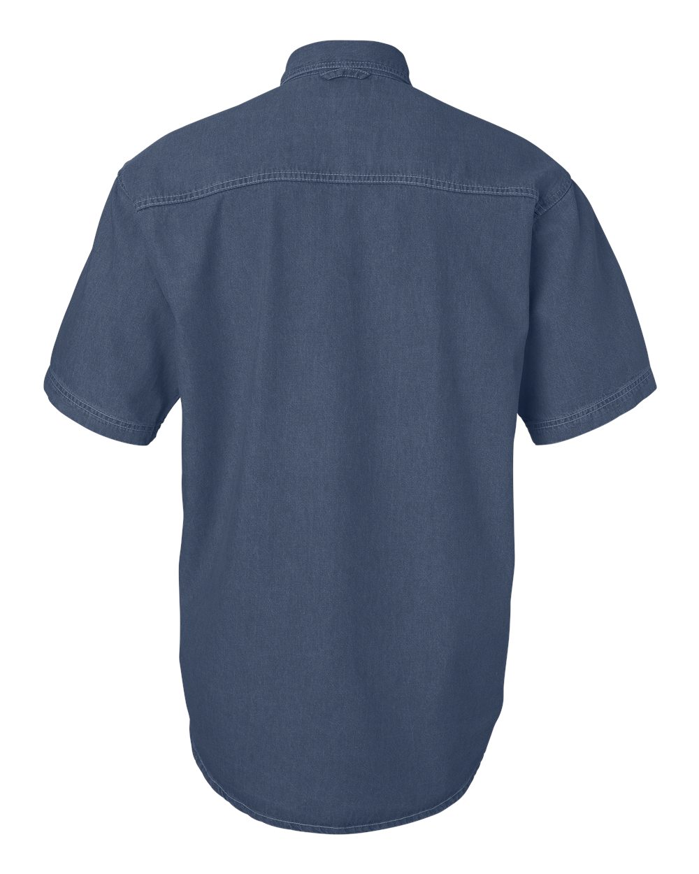 Rear View of Dark Denim Denim Short Sleeve Shirt - 0211