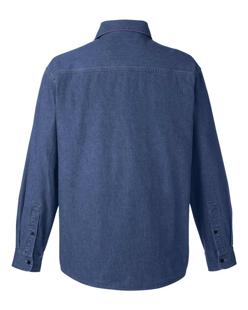 Rear View of Dark Denim Unisex Denim Shirt Jacket - M540