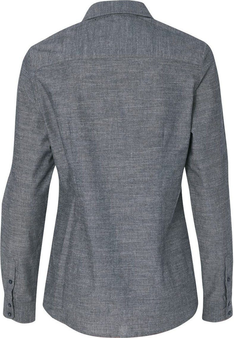 Rear View of Dark Denim Women's Chambray Shirt - 5255