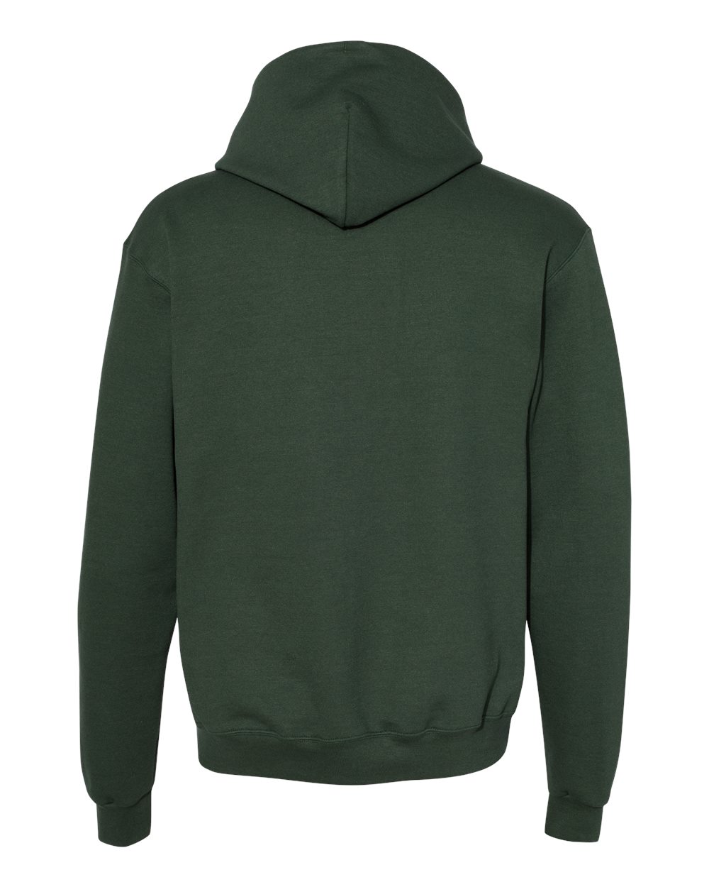 Rear View of Dark Green Powerblend® Hooded Sweatshirt - S700