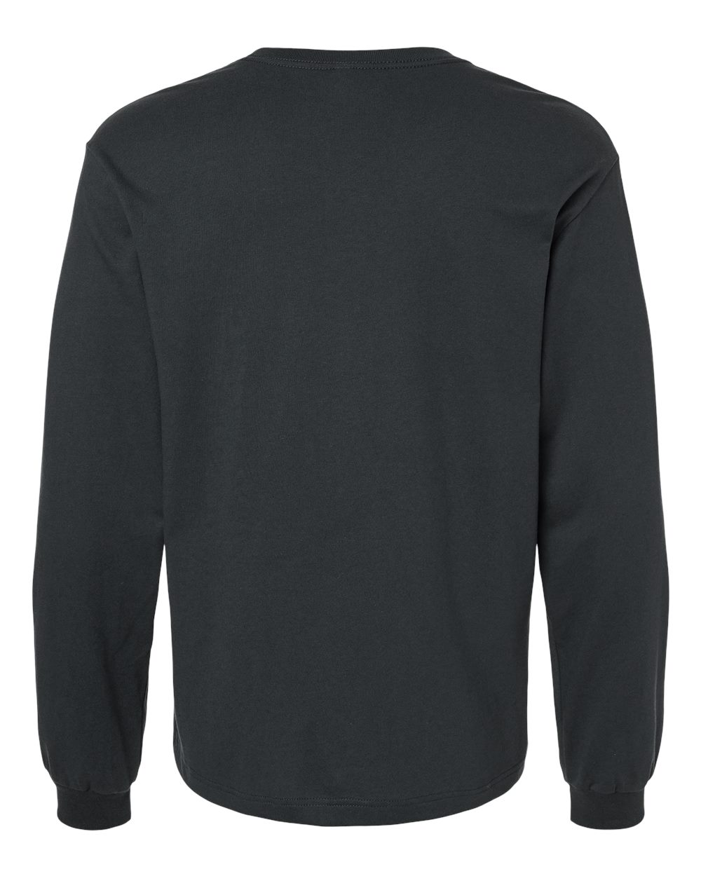 Rear View of Dark Grey 6 oz. Heavyweight Long Sleeve Tee - 3511
