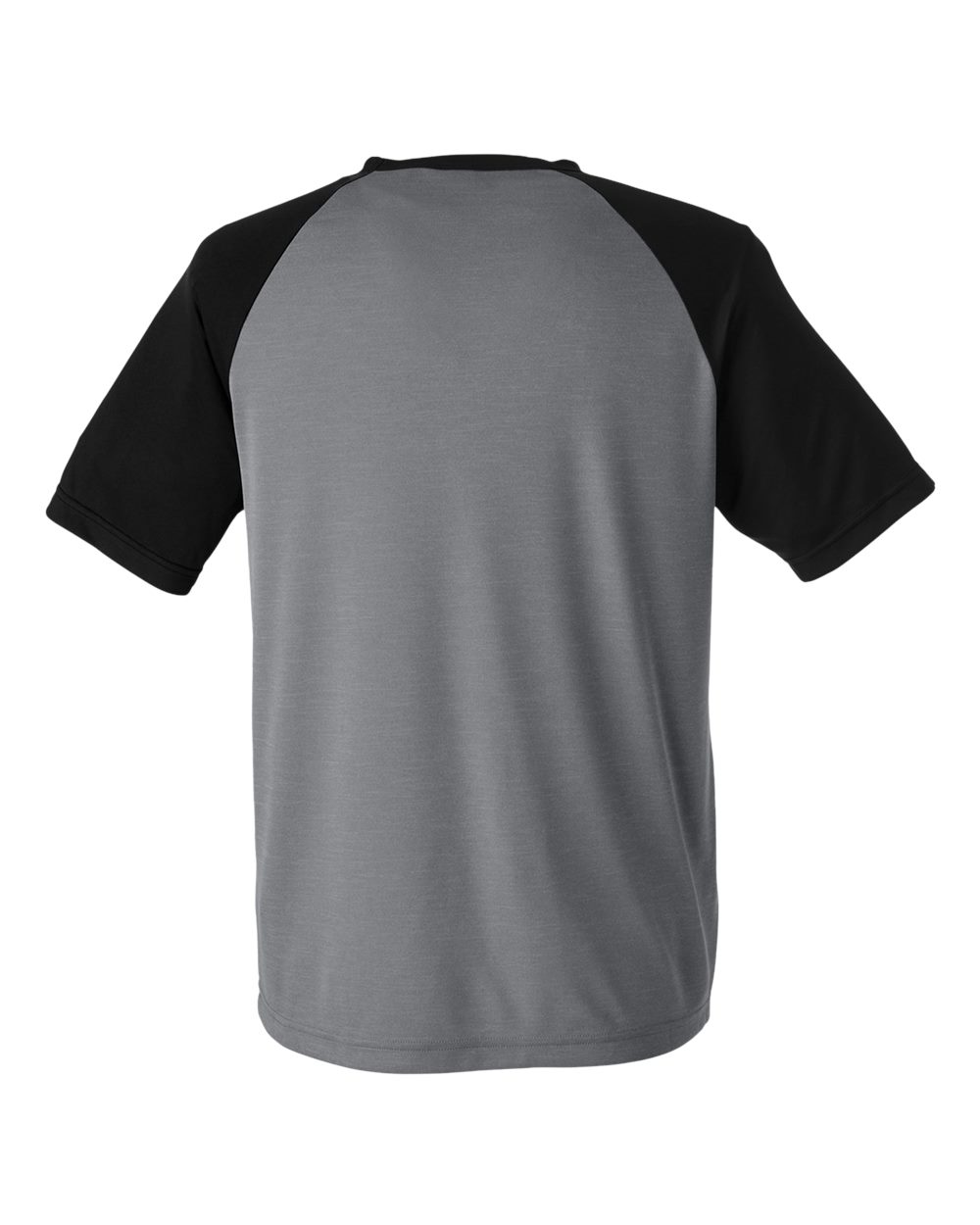 Rear View of Dark Grey Heather/ Black Unisex Zone Colorblock Raglan T-Shirt - TT62