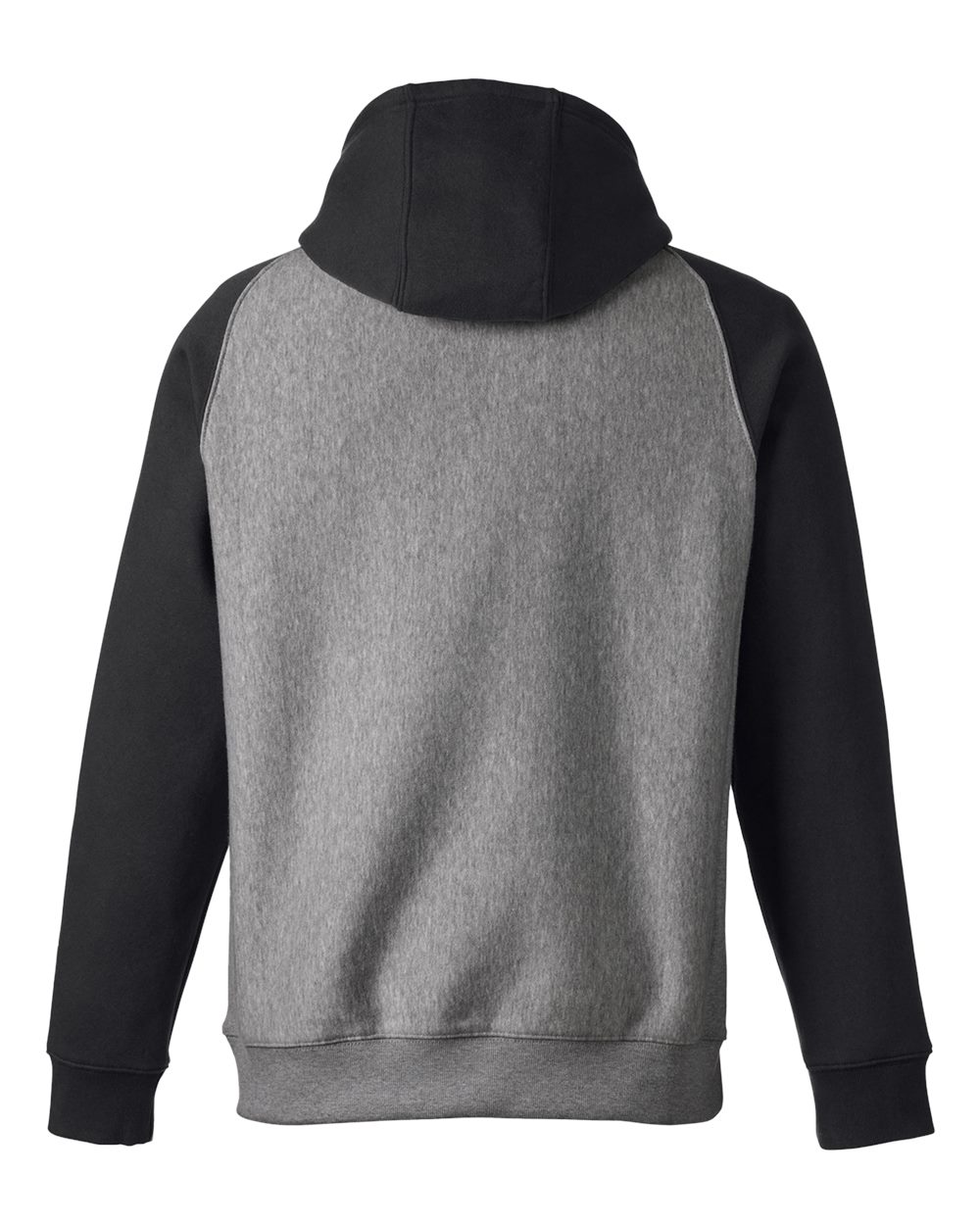 Rear View of Dark Grey Heather/ Black Unisex Zone HydroSport™ Heavyweight Colorblock Hooded Sweatshirt - TT96CB