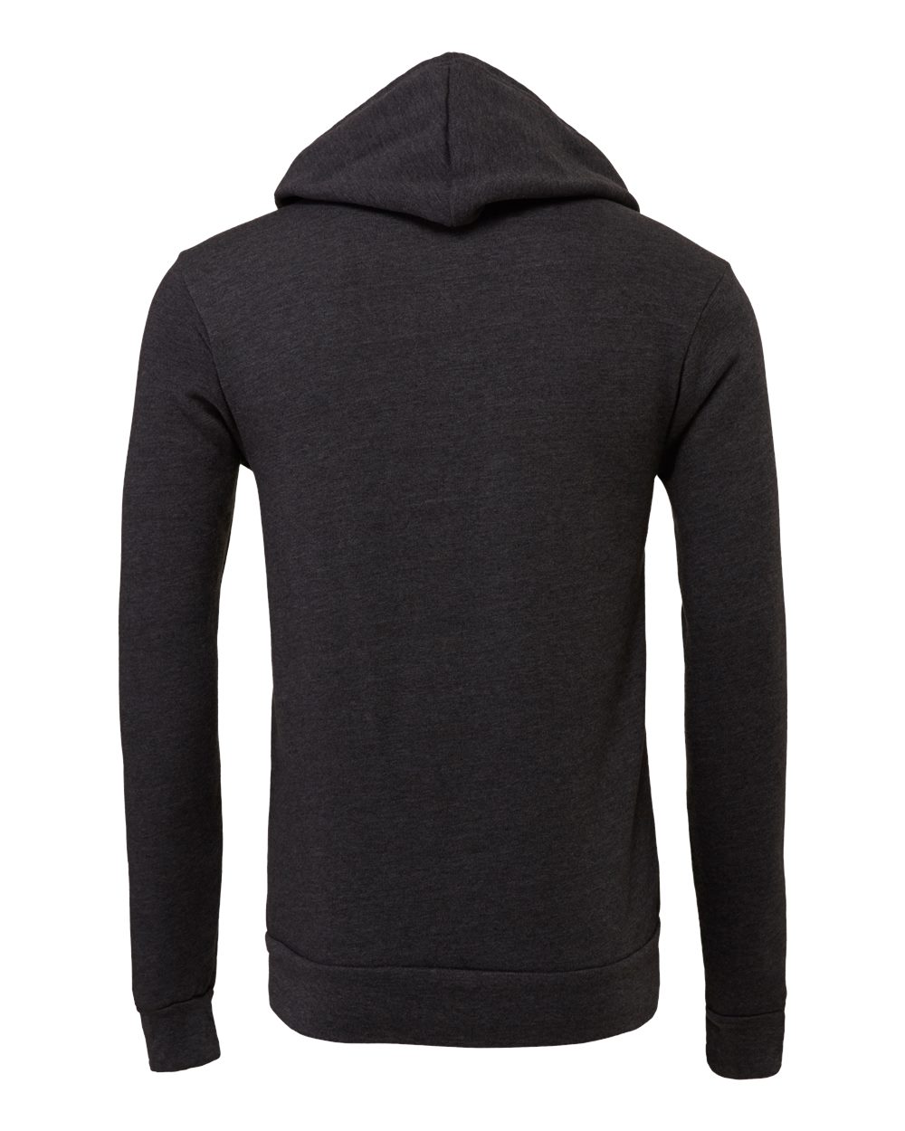 Rear View of Dark Grey Heather Sponge Fleece Hoodie - 3719