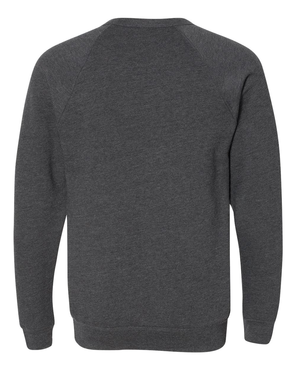 Rear View of Dark Grey Heather Sponge Fleece Raglan Crewneck Sweatshirt - 3901