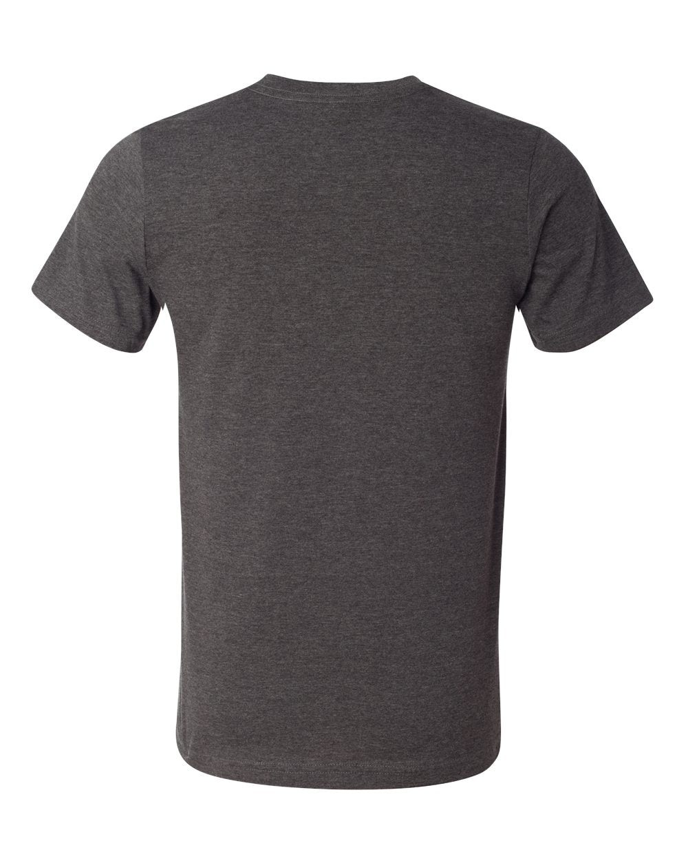 Rear View of Dark Grey Heather USA-Made Jersey Tee - 3001U