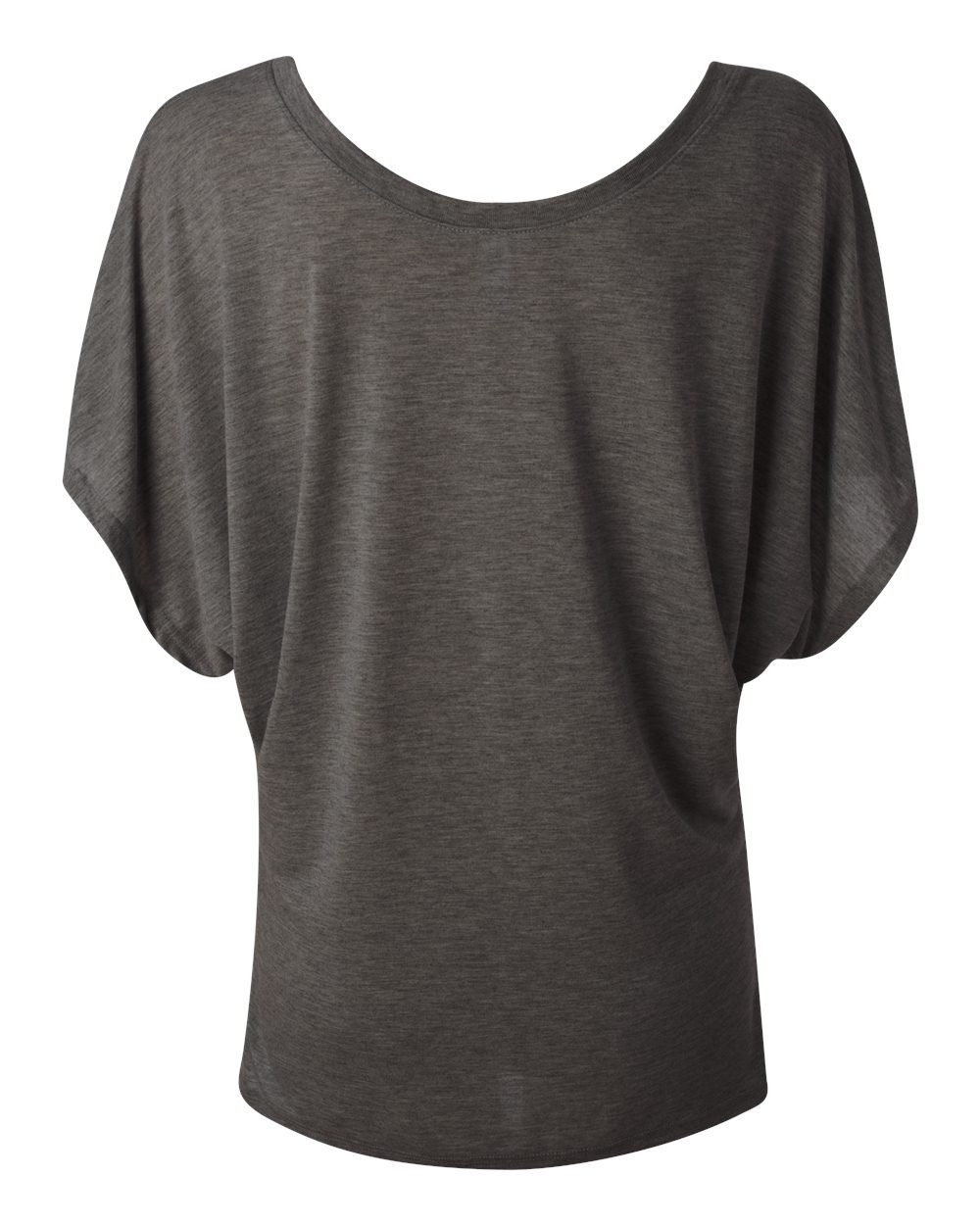 Rear View of Dark Grey Heather Women’s Flowy Draped Dolman Tee - 8821