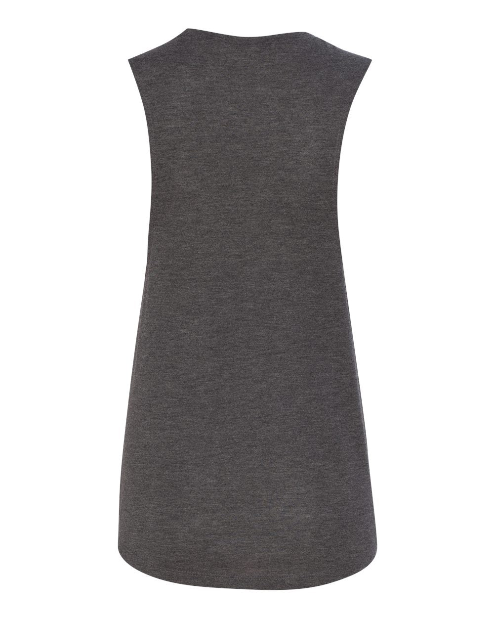 Rear View of Dark Grey Heather Women's Flowy Scoop Muscle Tank - 8803