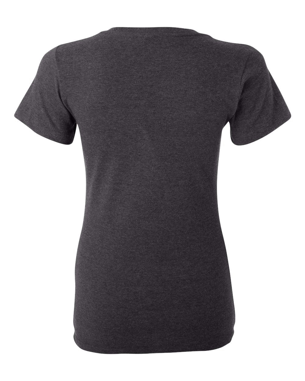 Rear View of Dark Grey Heather Women’s Jersey Deep V-Neck Tee - 6035