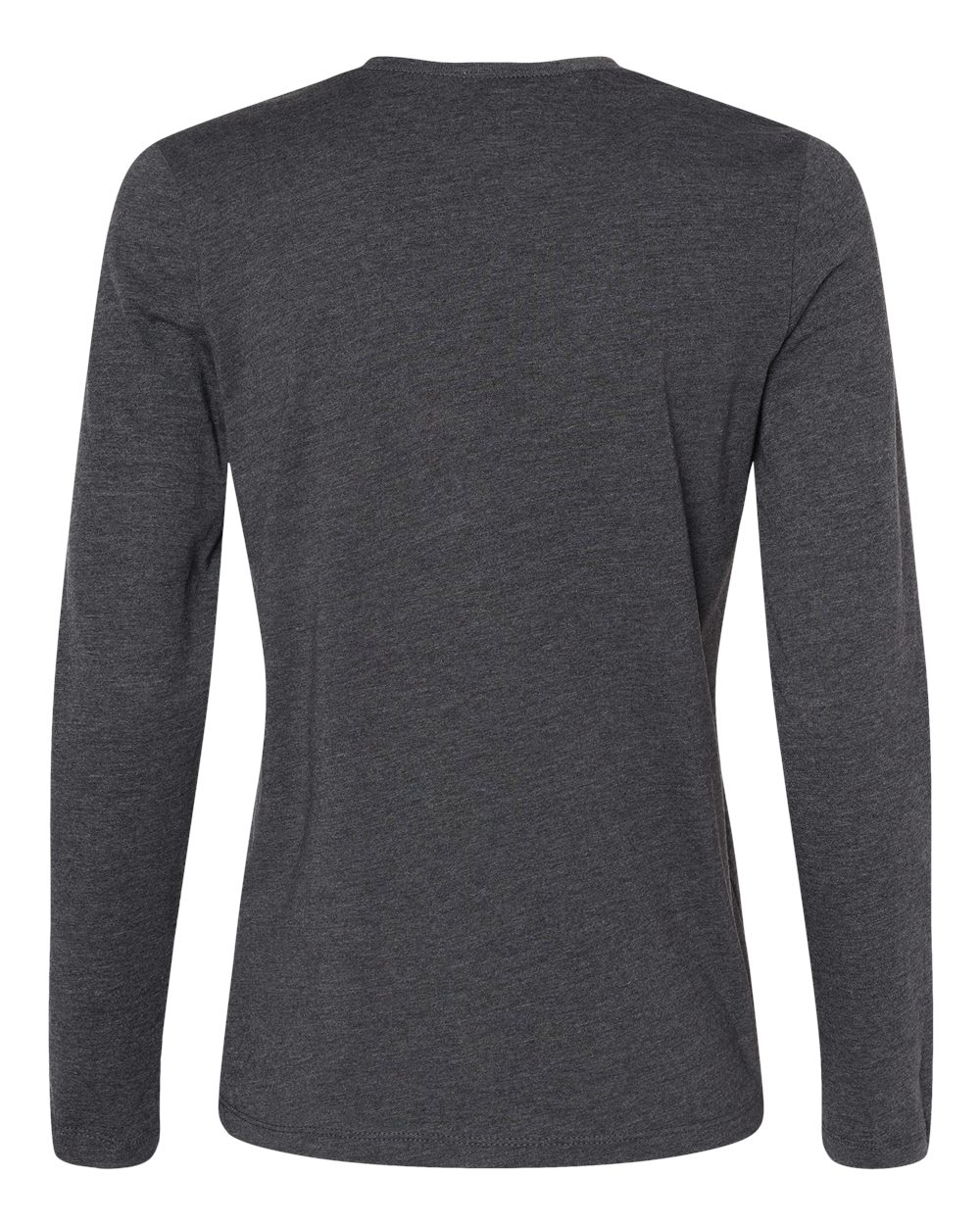 Rear View of Dark Grey Heather Women’s Jersey Long Sleeve Tee - 6500
