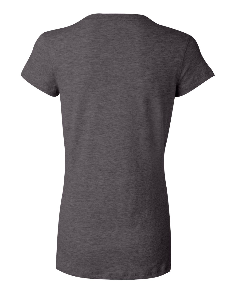 Rear View of Dark Grey Heather Women’s Jersey V-Neck Tee - 6005