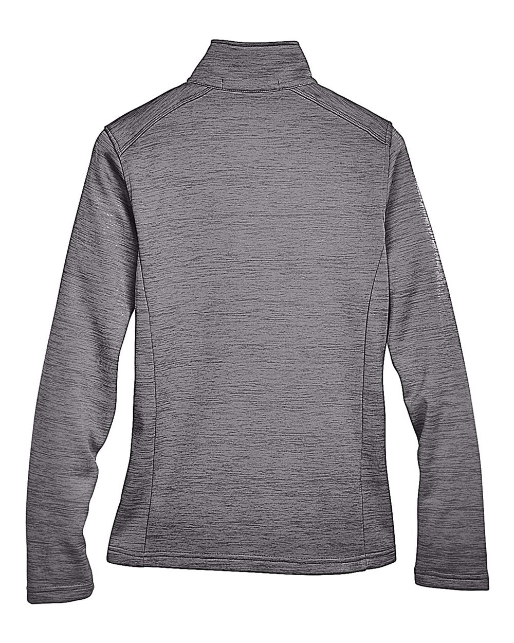 Rear View of Dark Grey Heather Women's Newbury Mélange Fleece Quarter-Zip Pullover - DG798W