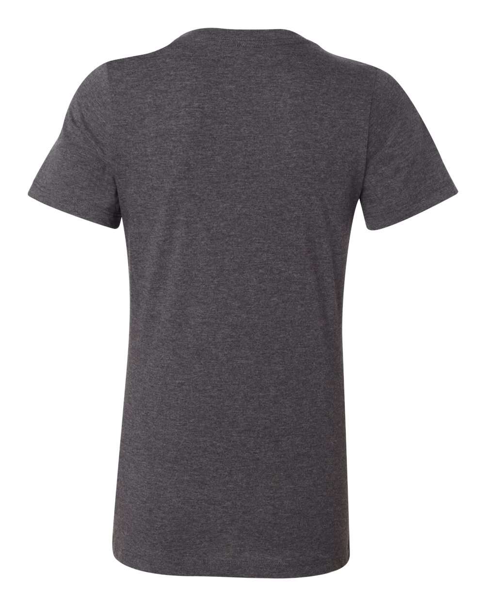 Rear View of Dark Grey Heather Women’s Relaxed Fit Heather CVC Tee - 6400CVC
