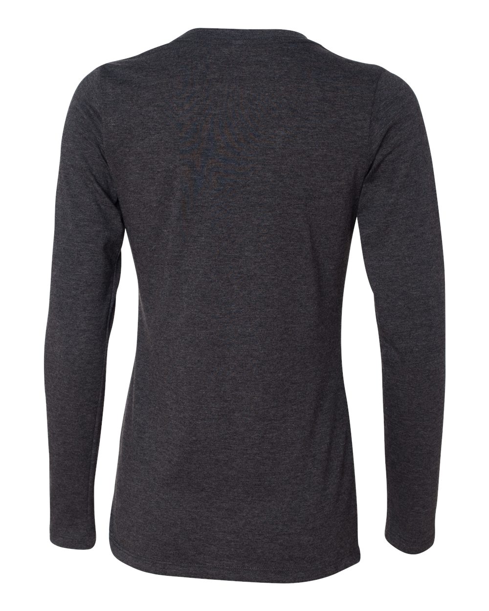 Rear View of Dark Grey Heather Women’s Relaxed Jersey Long Sleeve Tee - 6450