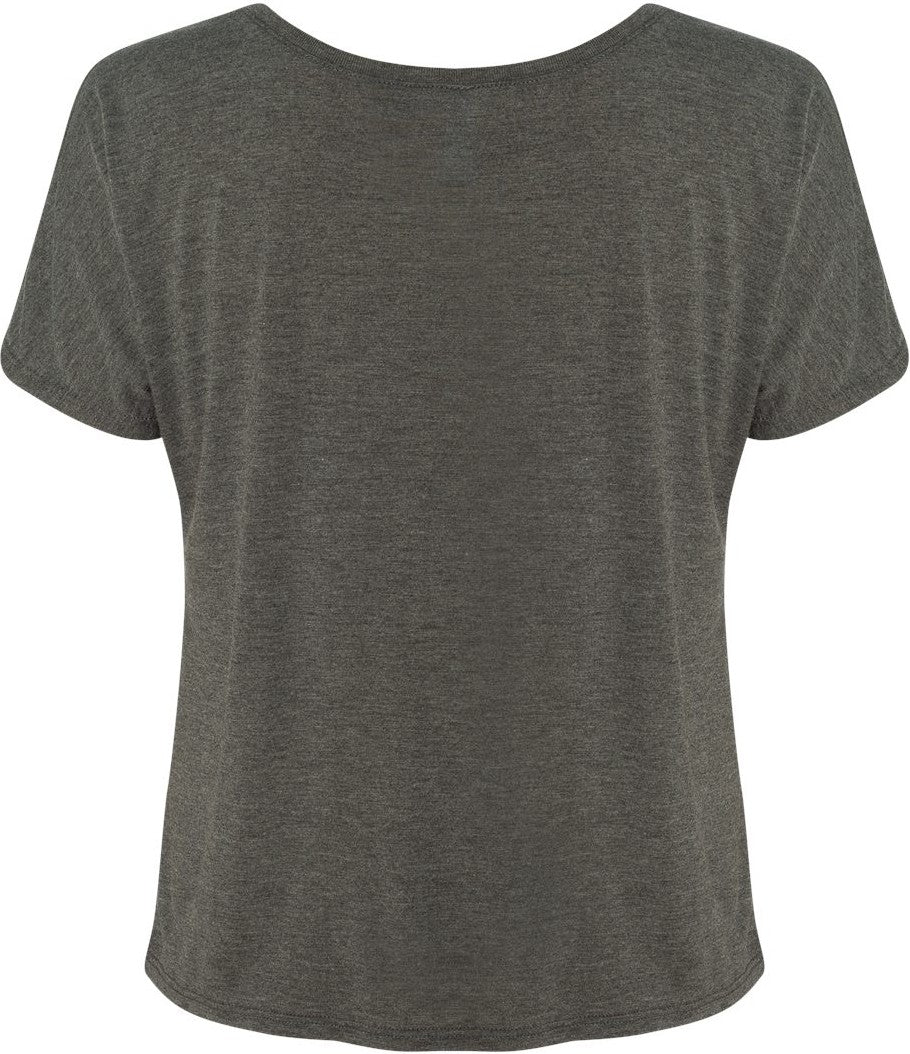 Rear View of Dark Grey Heather Women’s Slouchy Tee - 8816