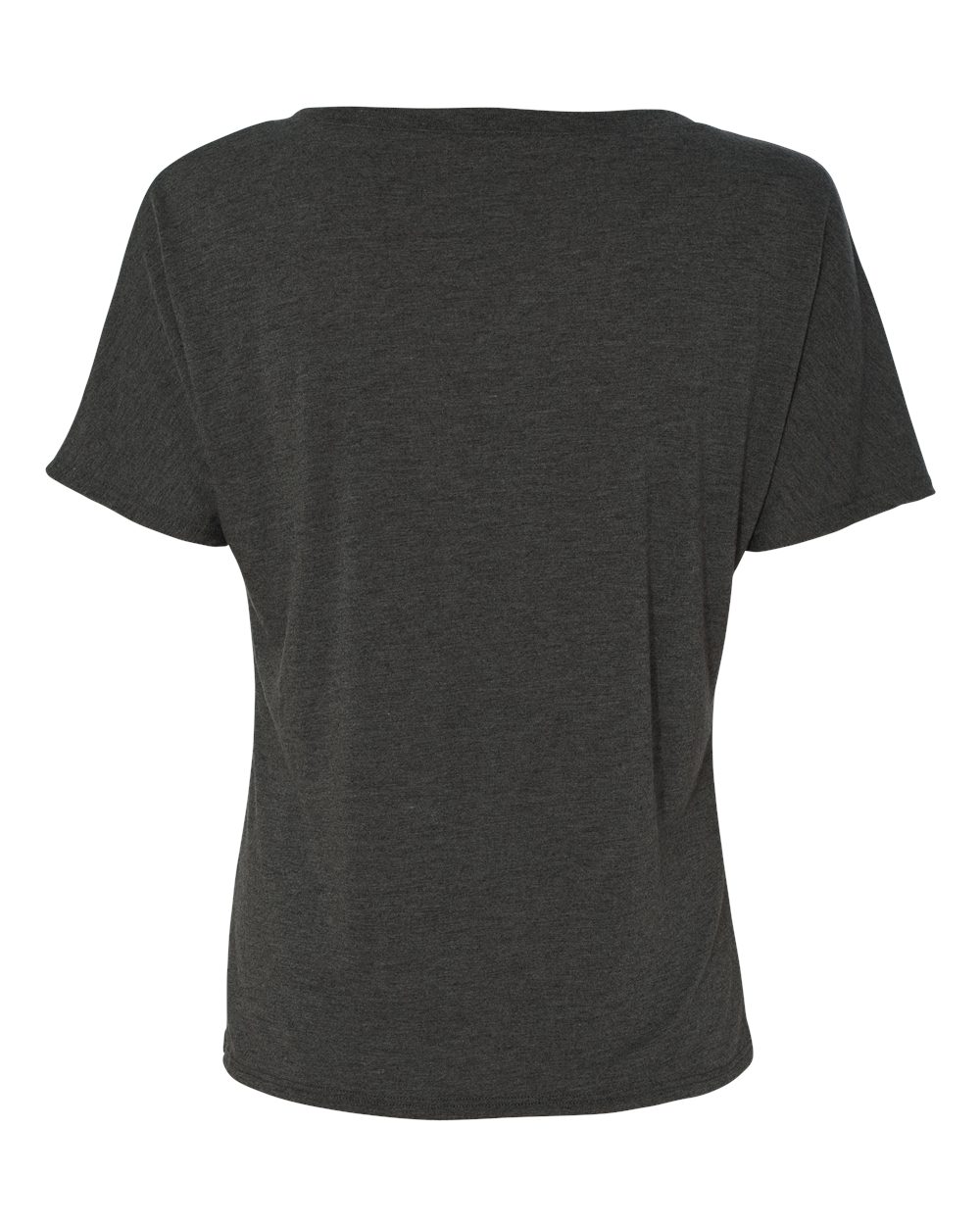 Rear View of Dark Grey Heather Women’s Slouchy V-Neck Tee - 8815