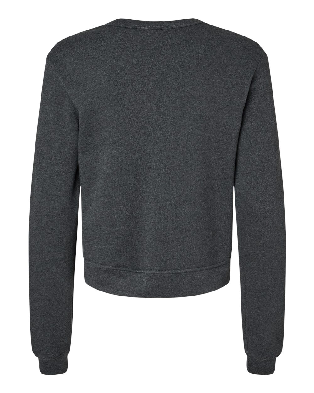 Rear View of Dark Grey Heather Women's Sponge Fleece Classic Crewneck Sweatshirt - 7511