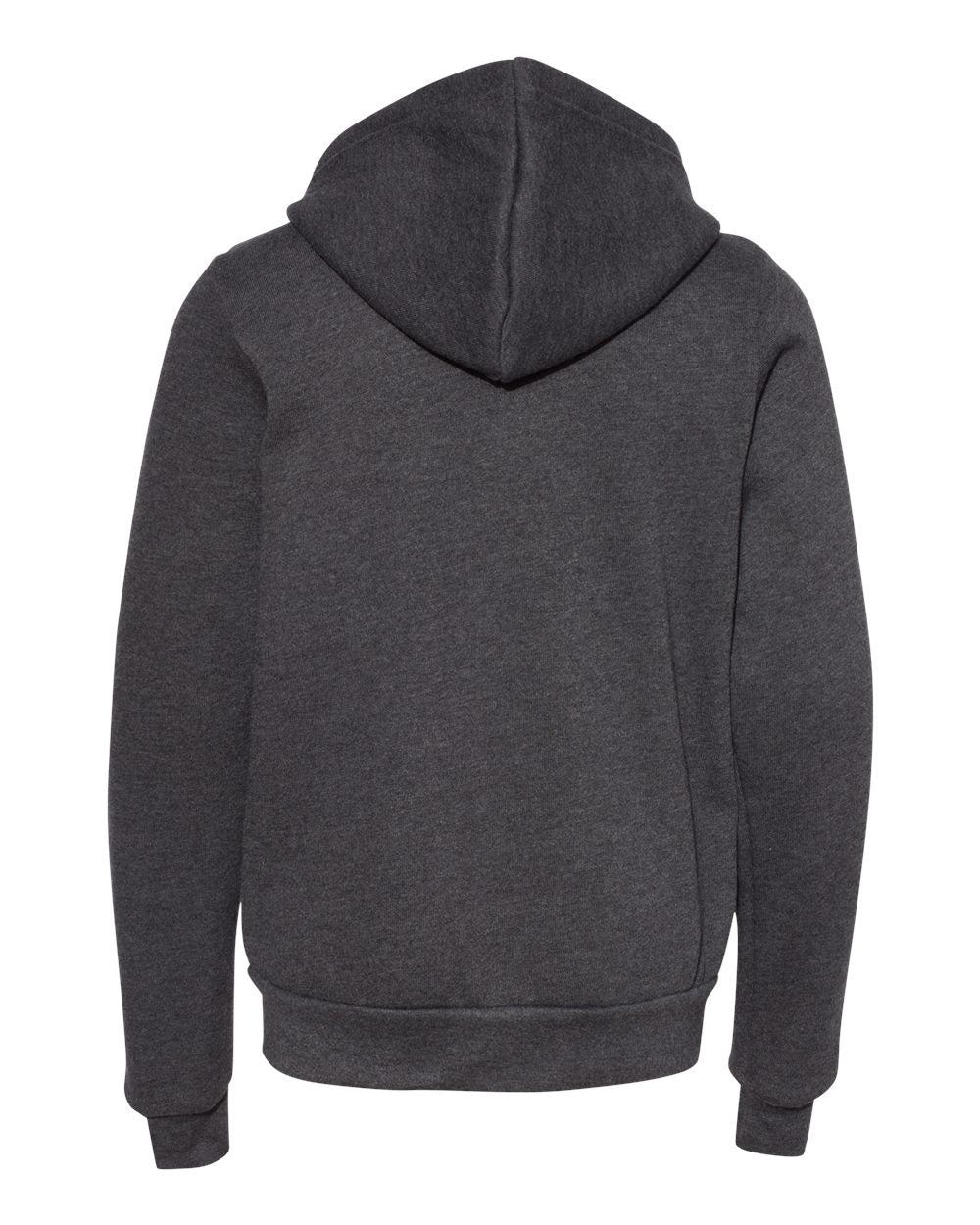 Rear View of Dark Grey Heather Youth Sponge Fleece Full-Zip Hoodie - 3739Y