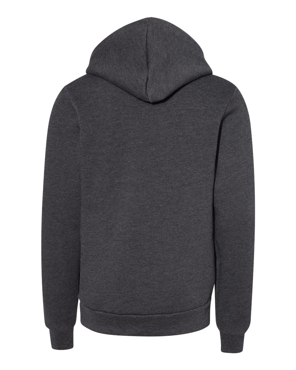 Rear View of Dark Grey Heather Youth Sponge Fleece Hoodie - 3719Y