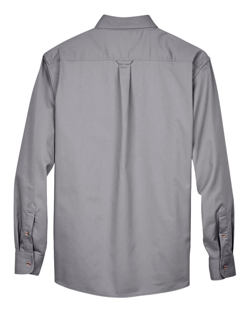 Rear View of Dark Grey Men's Easy Blend™ Long Sleeve Twill Shirt - M500