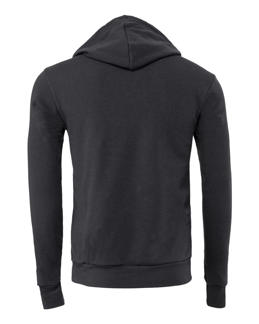 Rear View of Dark Grey Sponge Fleece Hoodie - 3719