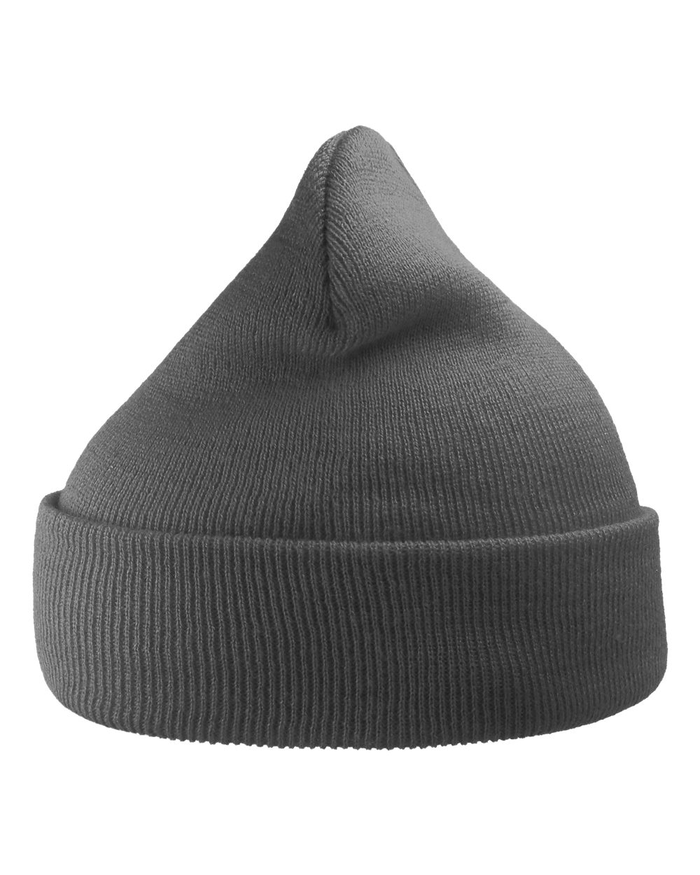 Rear View of Dark Grey Sustainable 12" Knit Beanie - WIND