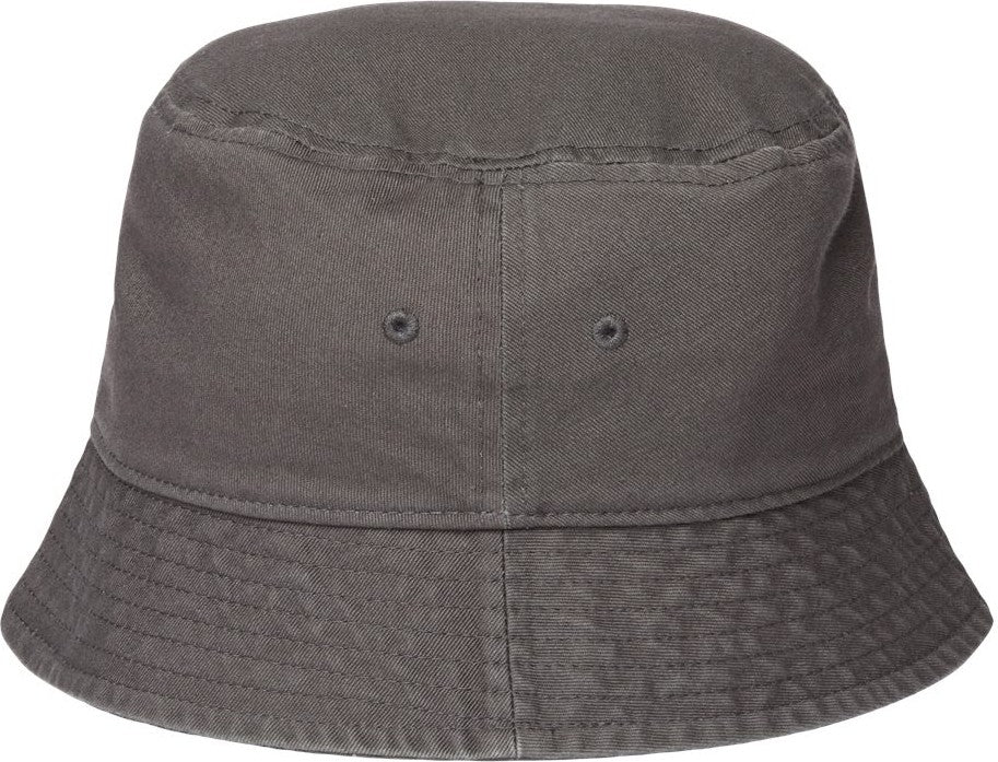 Rear View of Dark Grey Sustainable Bucket Hat - POWELL
