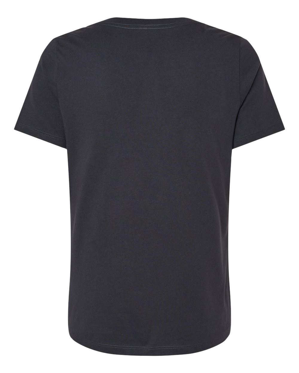 Rear View of Dark Grey Women’s Relaxed Jersey V-Neck Tee - 6405