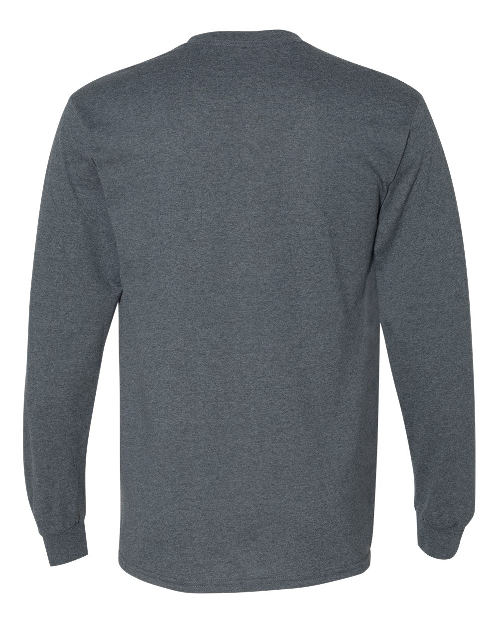 Rear View of Dark Heather DryBlend® 50/50 Long Sleeve T-Shirt - 8400