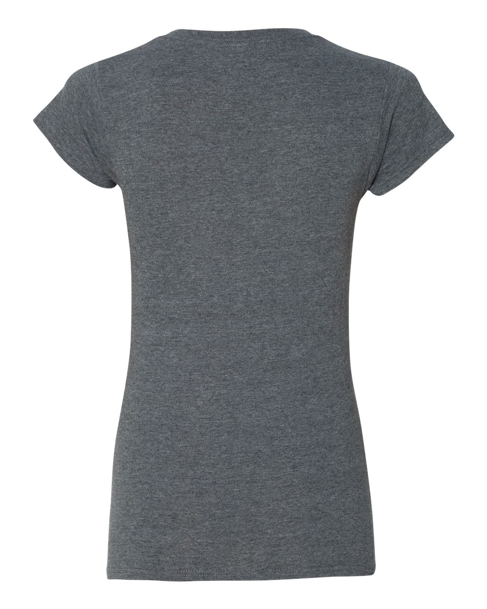 Rear View of Dark Heather Softstyle® Women’s V-Neck T-Shirt - 64V00L