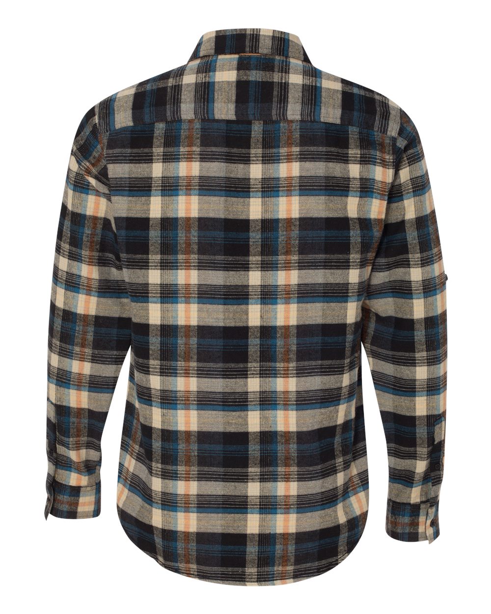 Rear View of Dark Khaki Yarn-Dyed Flannel Shirt - 8210