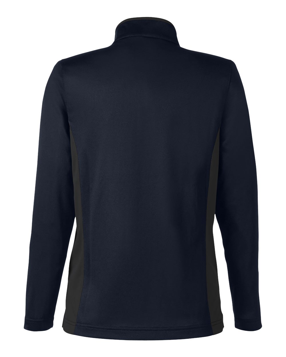 Rear View of Dark Navy/ Dark Charcoal Women's Flash Snag Protection Plus IL Colorblock Quarter-Zip Pullover - M786W