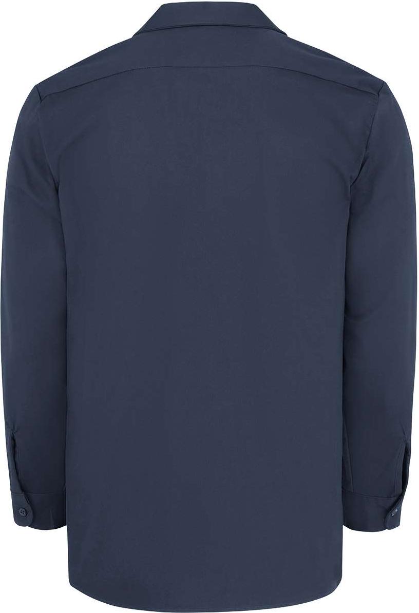 Rear View of Dark Navy Industrial Cotton Long Sleeve Work Shirt - L307
