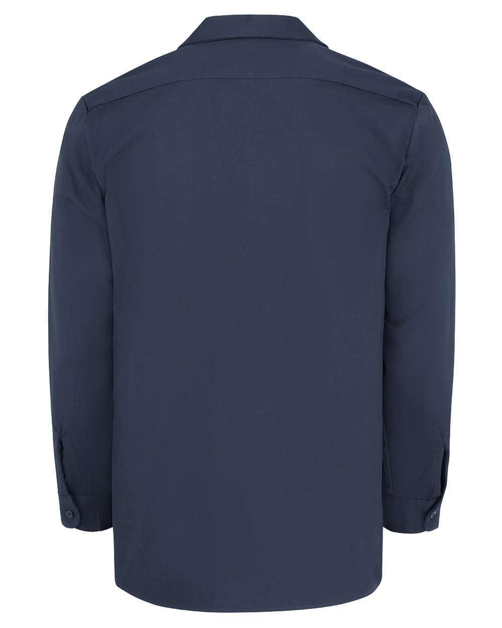 Rear View of Dark Navy Industrial Cotton Long Sleeve Work Shirt - Tall Sizes - L307T