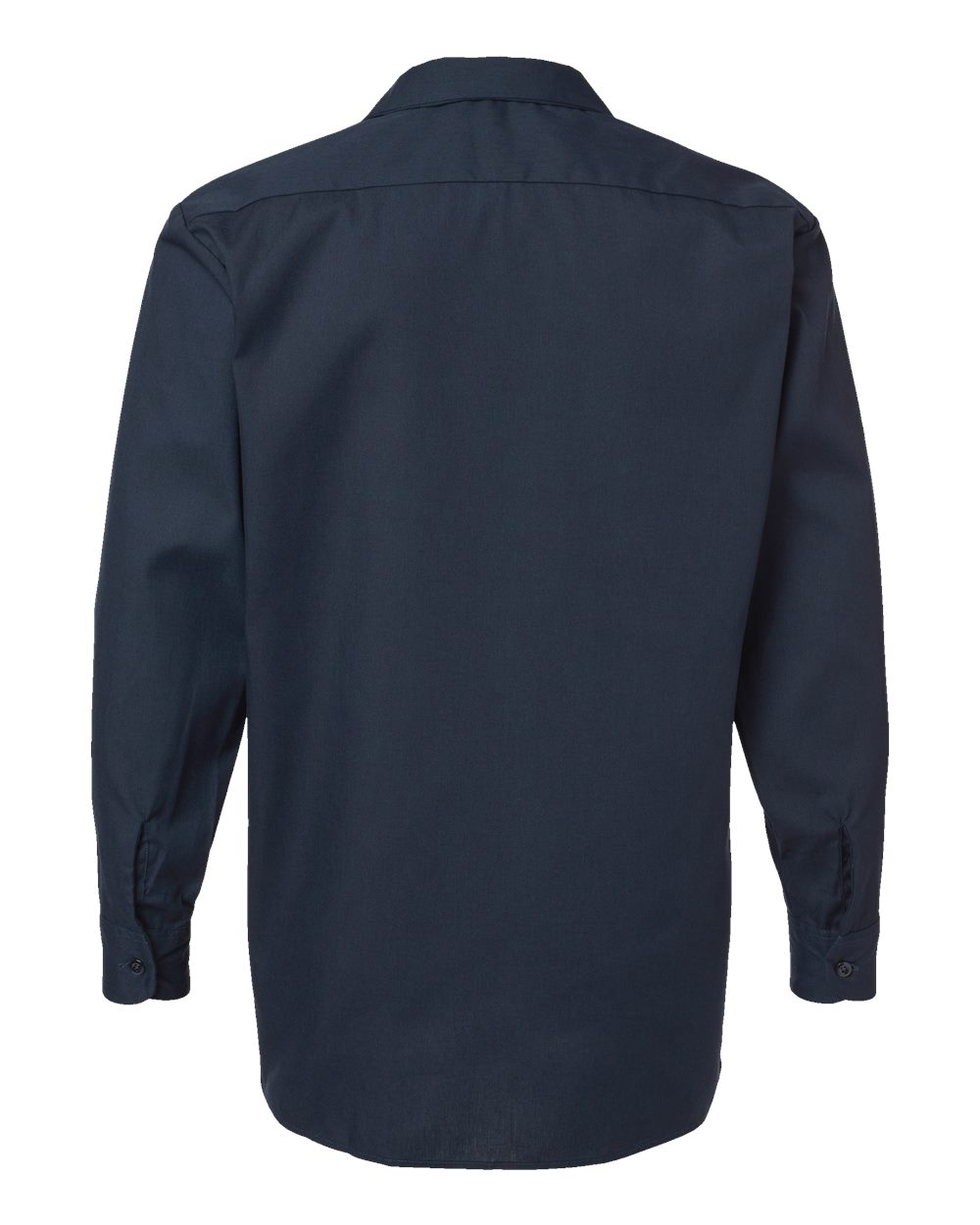 Rear View of Dark Navy Industrial Long Sleeve Work Shirt - Tall Sizes - L535T