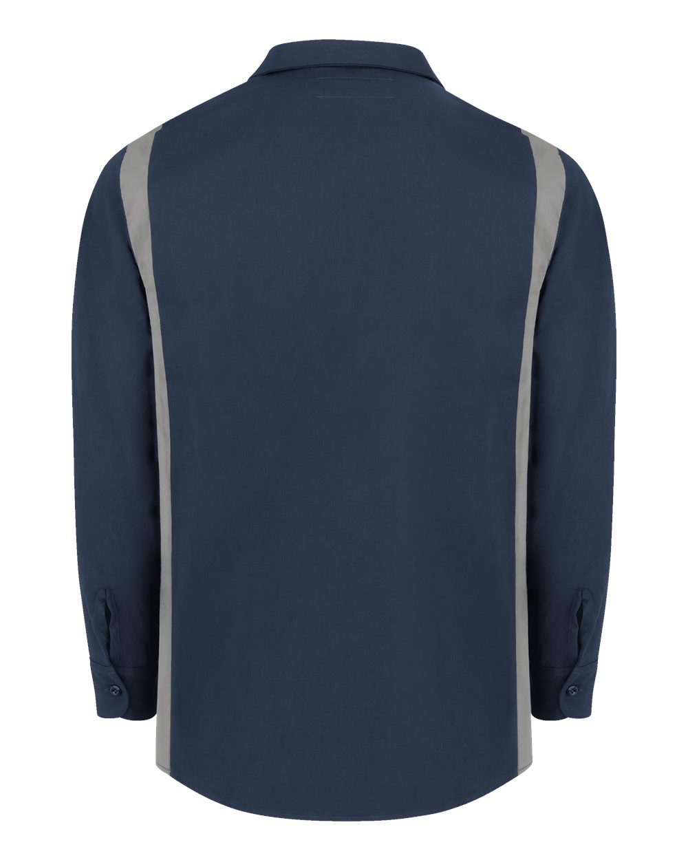 Rear View of Dark Navy/ Smoke Industrial Colorblocked Long Sleeve Shirt - 5524