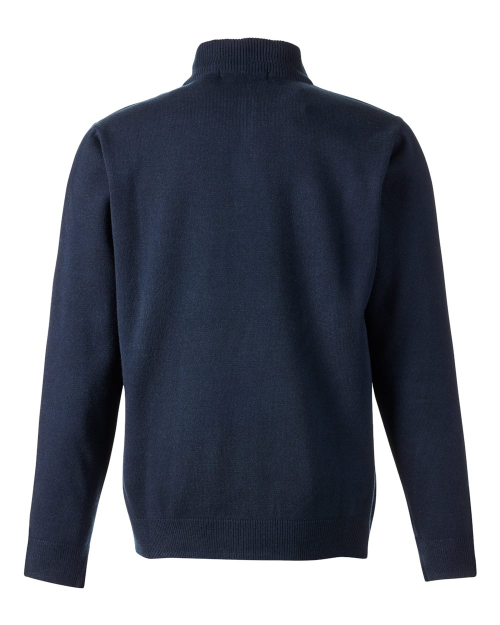 Rear View of Dark Navy Unisex Pilbloc™ Quarter-Zip Pullover Sweater - M421
