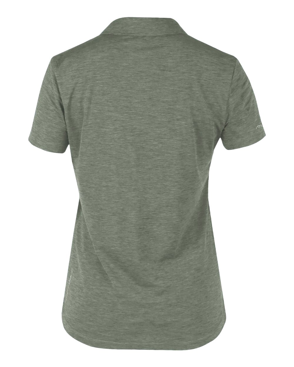 Rear View of Dark Olive Heathered Women's Breeze Tech Polo - WPBRZS1