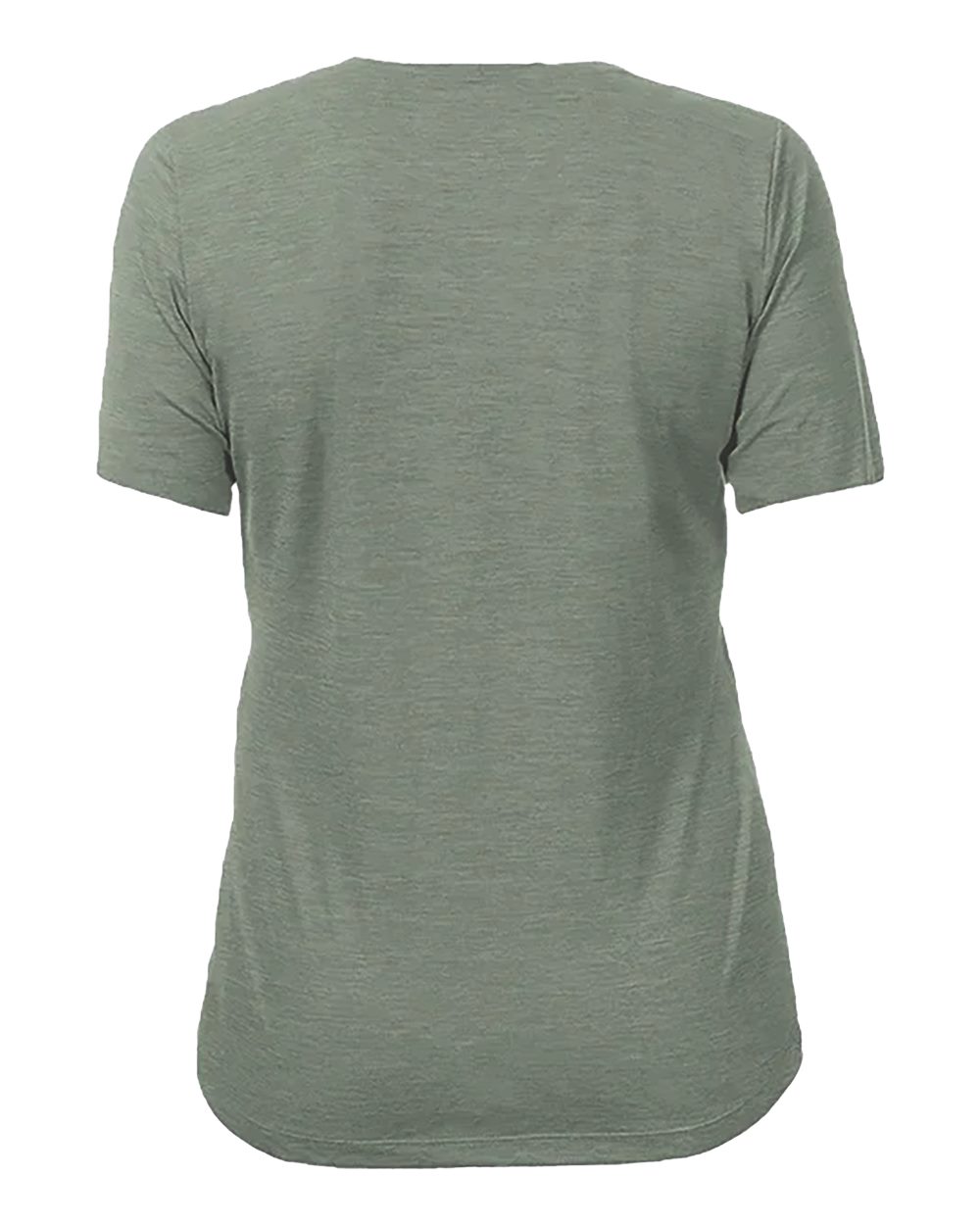 Rear View of Dark Olive Heathered Women's Breeze Tech T-Shirt - WSBRZS0