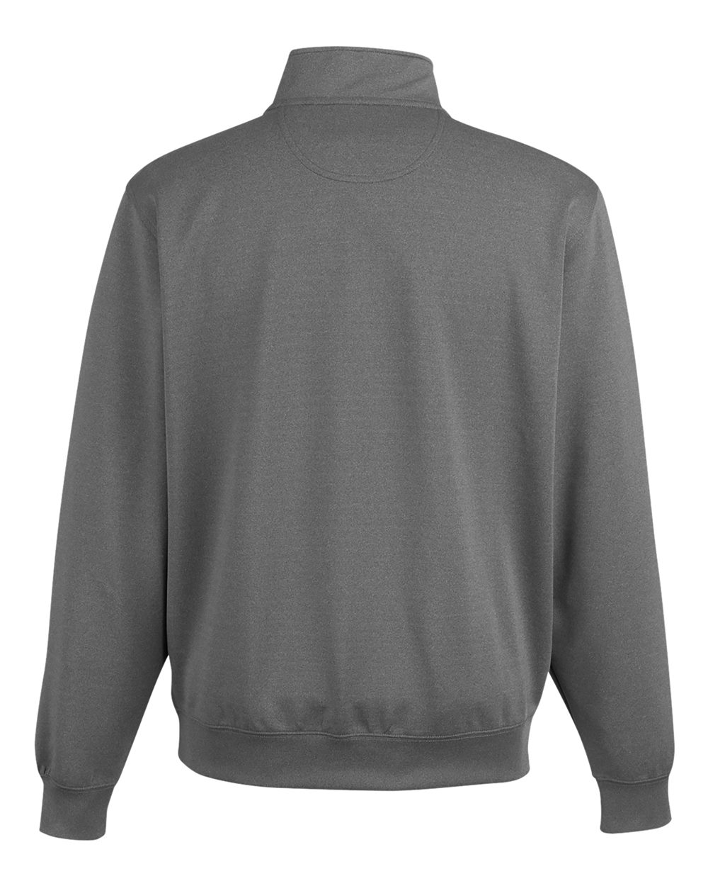 Rear View of Dark Shadow Grey Heather Caves Quarter-Zip Tech Pullover - C11512