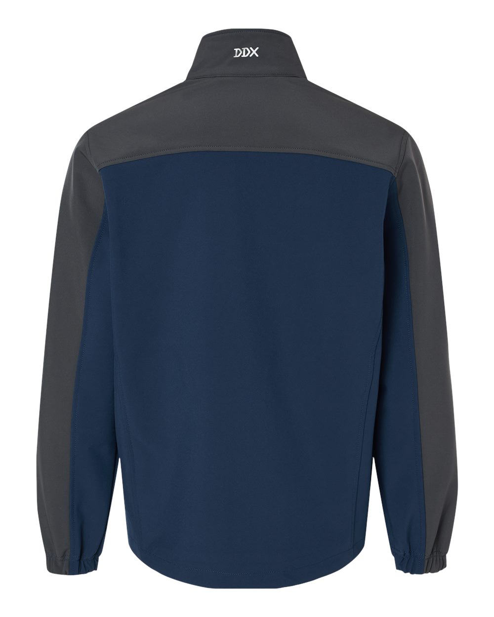 Rear View of Deep Blue/ Charcoal Motion Soft Shell Jacket - 5350
